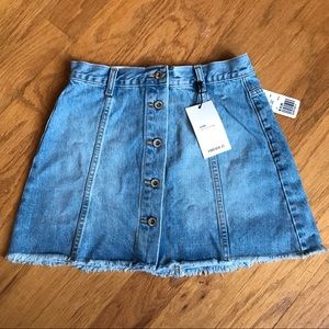 Button up denim skirt